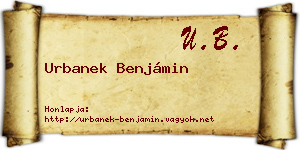 Urbanek Benjámin névjegykártya